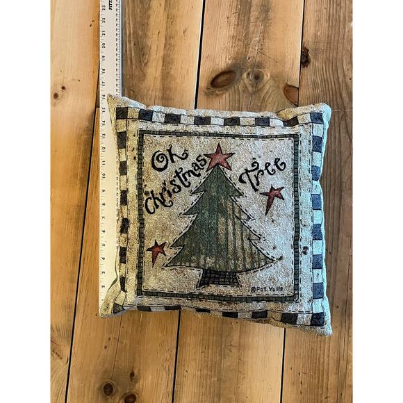 Pat Yuille Oh Christmas Tree Pillow Tapestry 15” Square Vintage Christmas - Picture 7 of 7